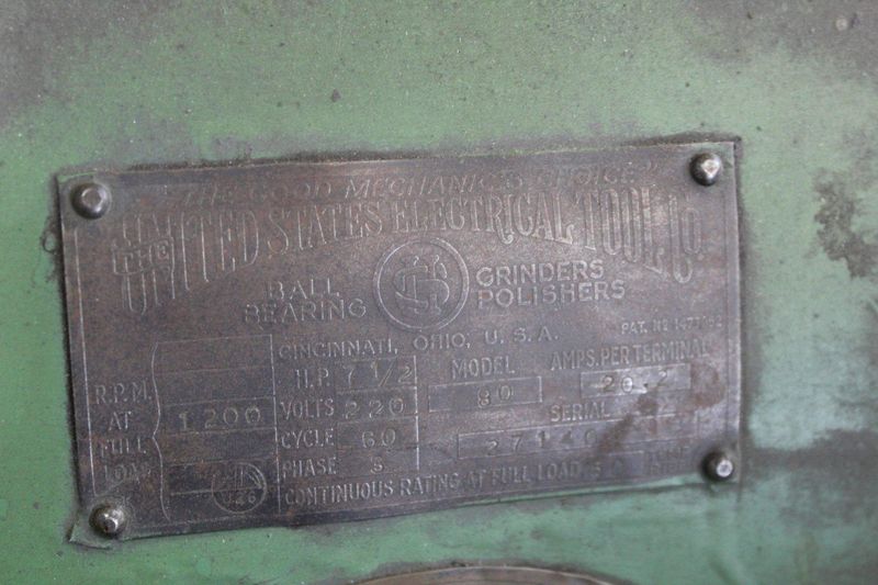 20' US ELECTRIC TOOL DOUBLE END DISC GRINDER: STOCK #72146
