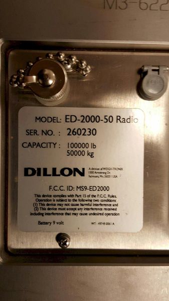 50 TON DILLON MODEL ED-2000-50 DIGITAL CRANE SCALE: STOCK 62340