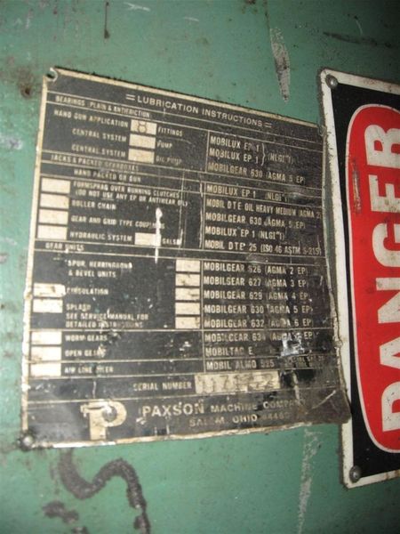 PAXSON HYDRAULIC THREADING TABLE: STOCK #58715