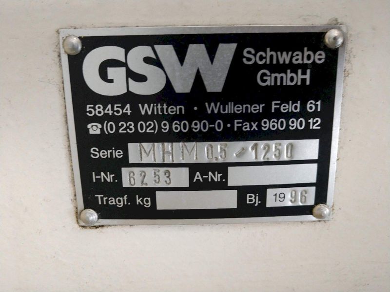1,100 LB X 16" GSW MODEL #MHM0.5/1250SO SERVO MOTORIZED COIL REEL UNCOILER, NEW 1996: STOCK 1298