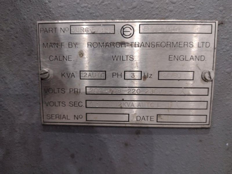 12 KVA 3 PHASE ROMARSH ELECTRICAL TRANSFORMER: STOCK #23573