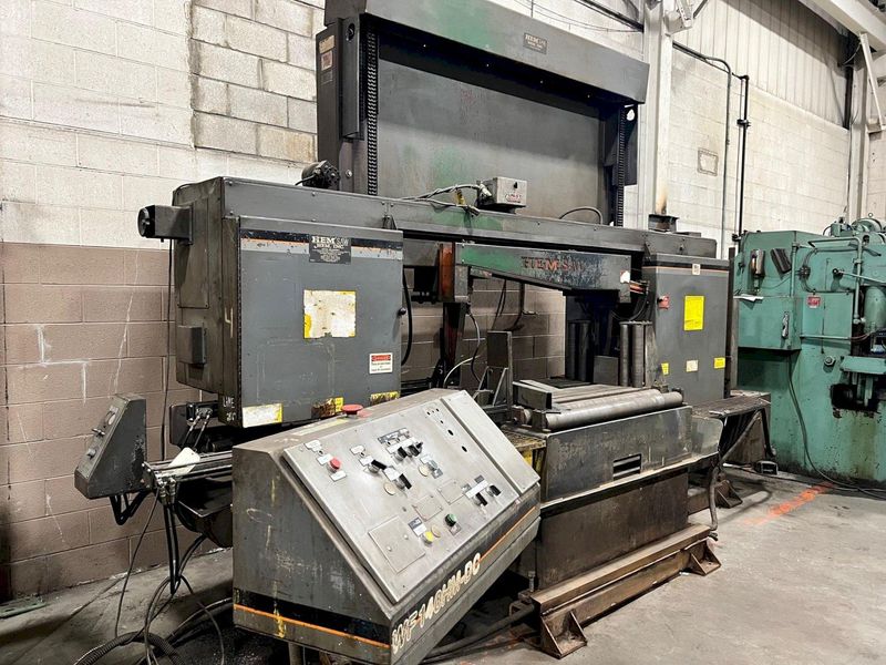 USED HEM DUAL POST SEMI-AUTOMATIC HORIZONTAL BANDSAW , Model WF140HM-DC, 20” x 44”, Stock No. 10