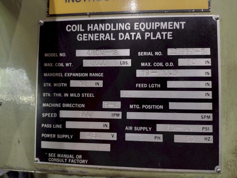 18” X .175”  X 8,000 LBS CWP MODEL #SFAC4-20 SPACE-SAVER AUTOMATIC DOUBLE END SERVO COIL FEED LI