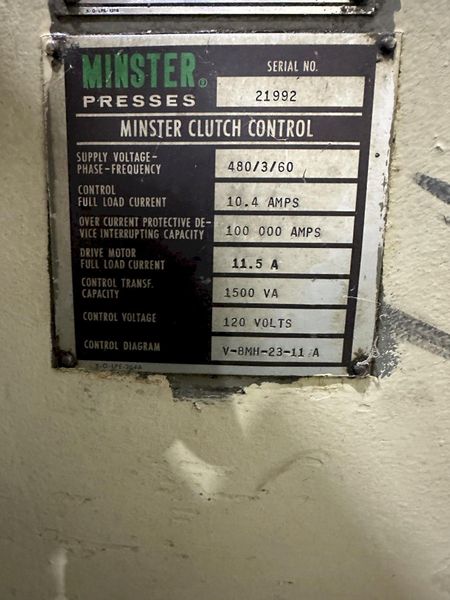 32 TON MINSTER HIGH SPEED PRODUCTION PRESS B-1: STOCK #77514