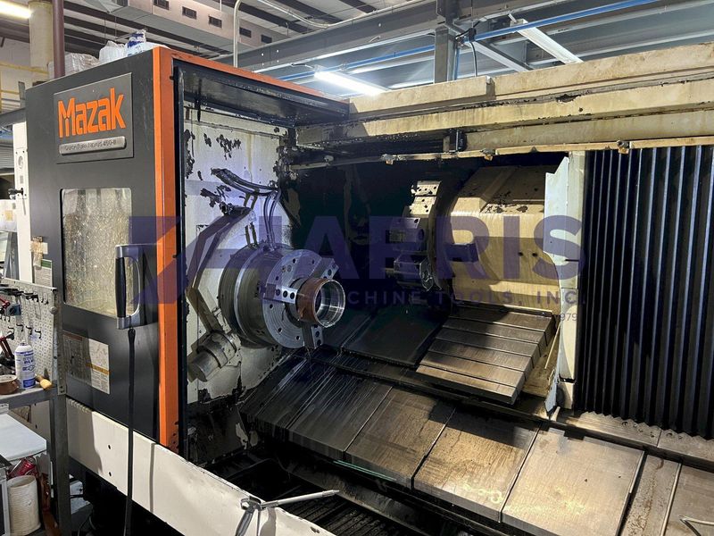 MAZAK QUICK TURN NEXUS 450, MODEL QTN 450-II CNC LATHE WITH 120" CENTERS AND 7" BAR CAPACITY