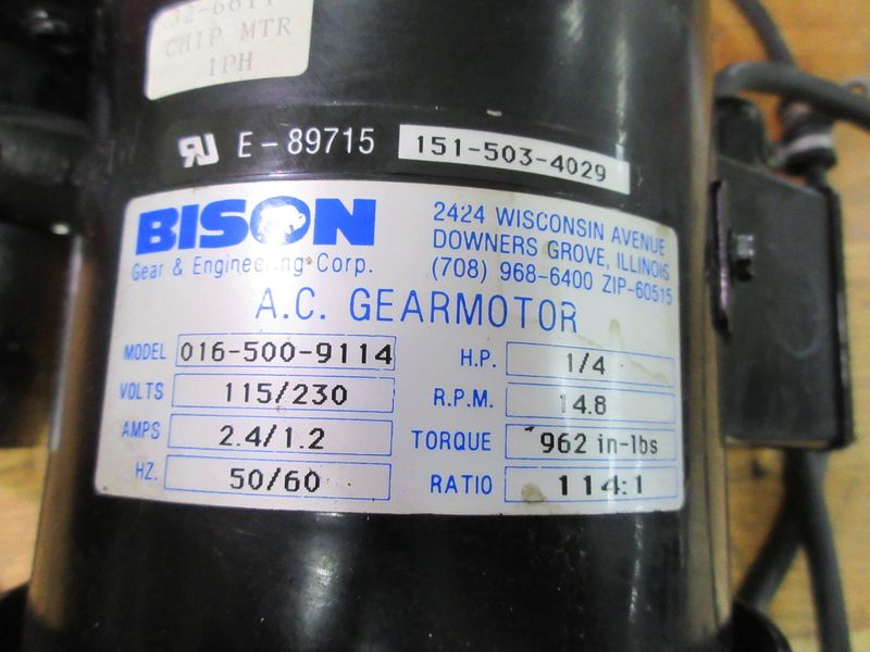 Used Haas 32-6611 Bison Chip Auger Motor Assy w/ Gearbox and 7 Pin Connector and Cable