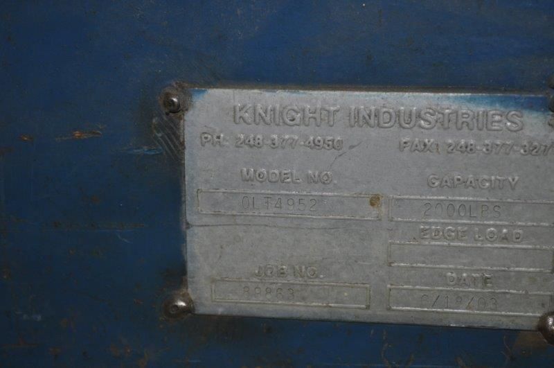 2000 LB KNIGHT ZERO LIFT LOAD TABLE