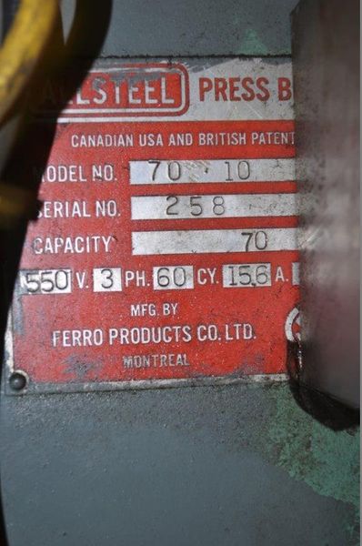 70 TON x 8' ALLSTEEL HYDRAULIC PRESS BRAKE