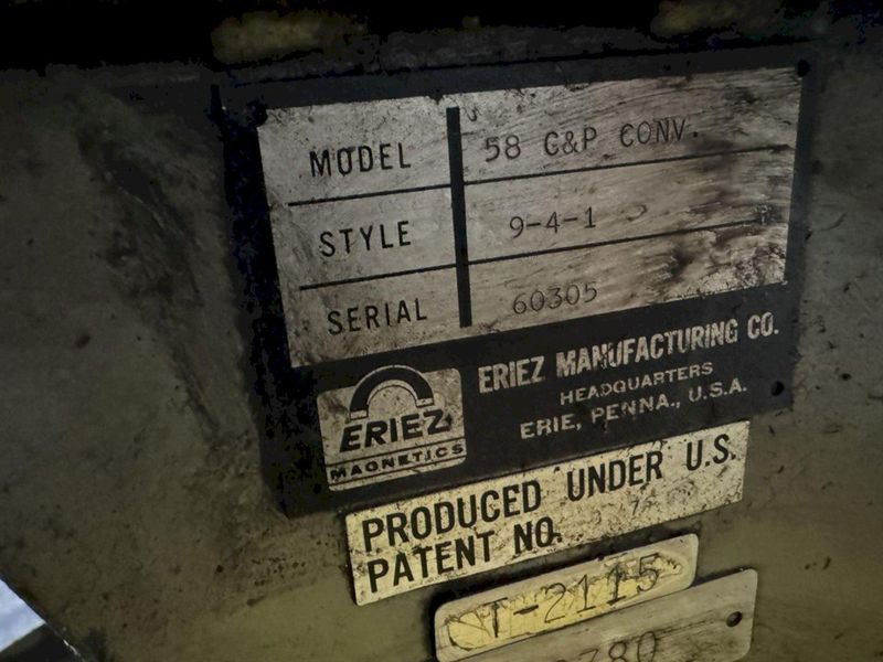 8" x 8' ERIEZ MAGNETIC SCRAP CONVEYOR