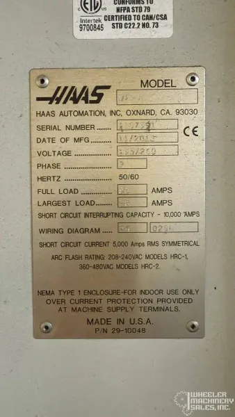 2013 Haas VF-4 Vertical Machining Center 50" x 20" x 25" #8340