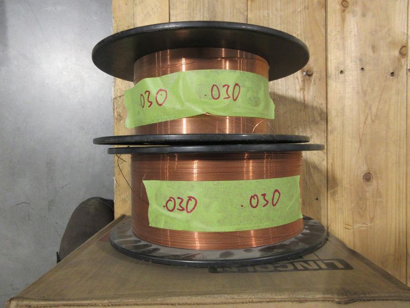 Mig Welding Wire Spools, (2) Lincoln Electric SuperArc LA-100 .045" **New in Boxes**, (2) Weld Cote Metal Partial Rolls .030" Wire- Auction Item