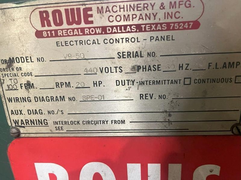 20000 LB X 50" X .230" ROWE CUT TO LENGTH LINE