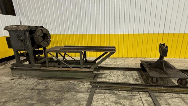 12" HOLLOW SPINDLE DRILCO ROTARY PIPE WELDING POSITIONER W/ MOBILE PIPE STANDS: STOCK #21898
