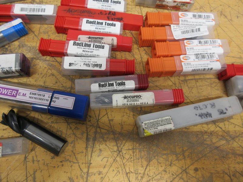 Solid Carbide End Mills Assorted Brands, Dozens of Pieces, Most New In Package, 1/2" and Larger- Auction Item
