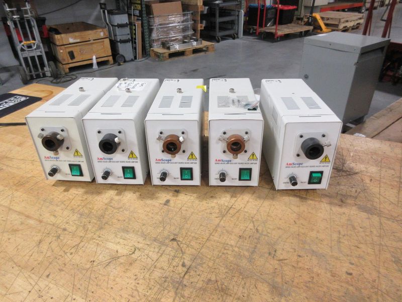 AmScope HL-250A Haloid Lamp Cold-Light 150W Light Sources (5pcs), **No Power Cords or Lights**- Auction Item