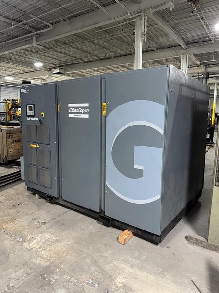Atlas Copco Model GA160VSD Rotary Screw Air Compressor, Variable Speed Model, with Model FD610 Dryer, 38,691 hours indicated