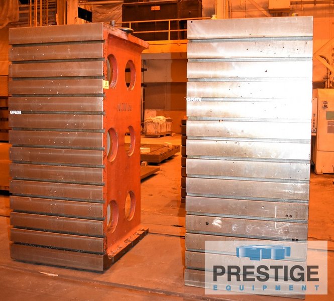 (2) 37.5" x 48" x 84.5" T-Slotted Angle Plates, 13 T-Slots, Cast Iron, 10,700 Lbs, #32922