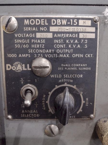 36" DOALL MODEL #3613-20 VERTICAL BANDSAW: STOCK #19212