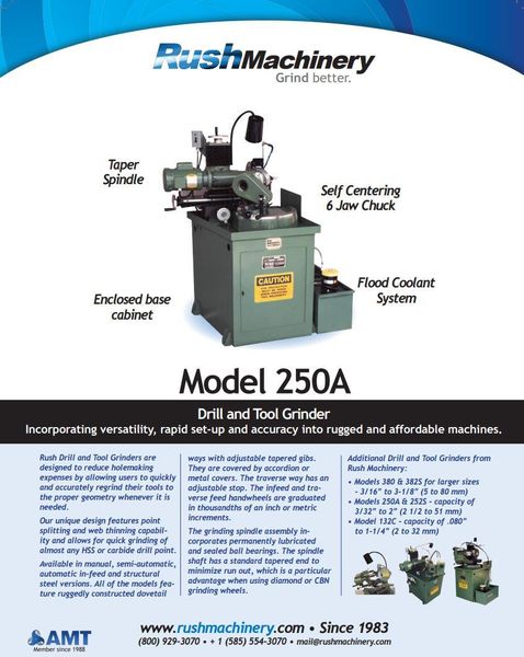 2" RUSH MODEL #250A DRILL & TOOL GRINDER / SHARPENER: STOCK #16303
