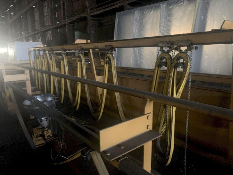 70 TON X 74'9" WHITING 8 WHEEL OVERHEAD BRIDGE CRANE WITH 35 TON AUXILIARY, NEW 2002: STOCK 1321