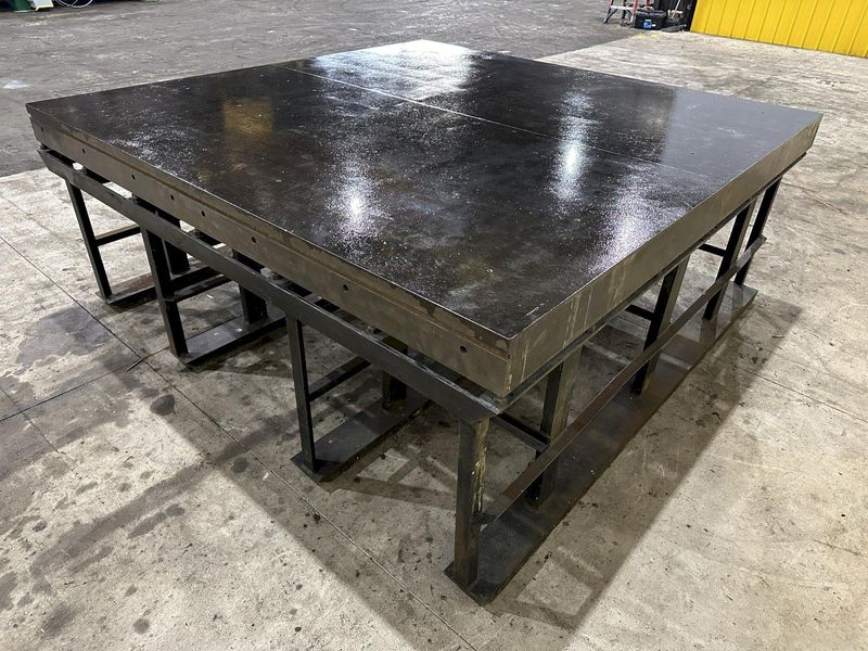 96" X 96" STEEL LAYOUT TABLE / PLATE ON HEAVY DUTY STORAGE RACK BASE: STOCK #11026