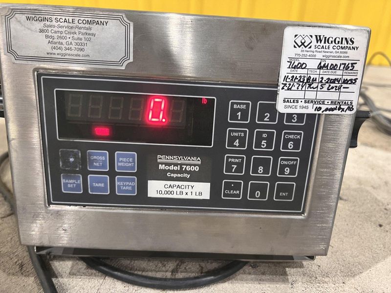 10,000 LB 60" X 60" PENNSYLVANIA MODEL #6600 DRO FLOOR SCALE: STOCK #20799