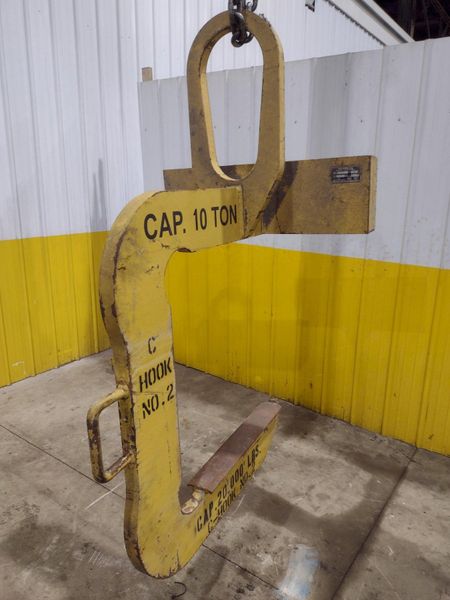 10 TON X 40" WIDE MAZZELLA C-HOOK CRANE COIL LIFTER: STOCK #23568