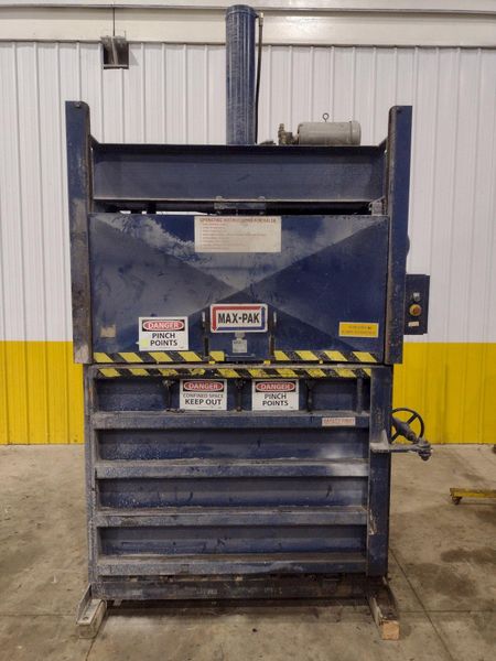 60" X 48" X 30" MAX-PAK MODEL #MP-60-E VERTICAL HYDRAULIC CARDBOARD BALER: STOCK #23656