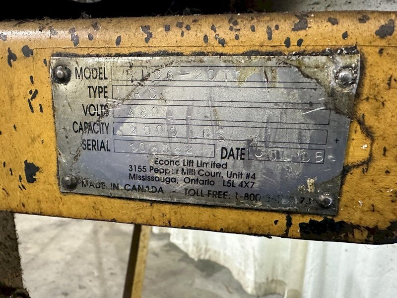 2000 LB  ECONO-LIFT HYDRAULIC SCISSOR LIFT TABLES: STOCK #77595