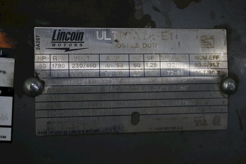 40 HP LINCOLN ELECTRIC MOTOR: STOCK #76579