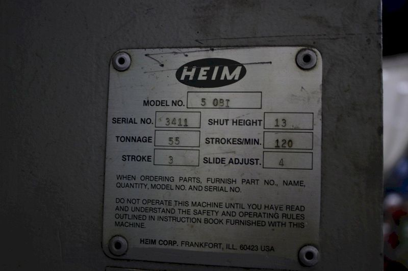 55 TON HEIM OBI FLYWHEEL PRESS: STOCK #75940