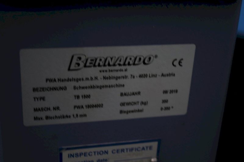 59" X 1,5 MM BERNARDO APRON BRAKE: STOCK #75202