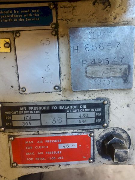 45 TON BLISS MODEL #C-45 OBI PRESS, 3" STROKE: STOCK #13517