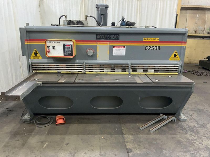 8' X 1/4" ACCURSHEAR MODEL 62508 HYDRAULIC SQUARING SHEAR: STOCK #80794