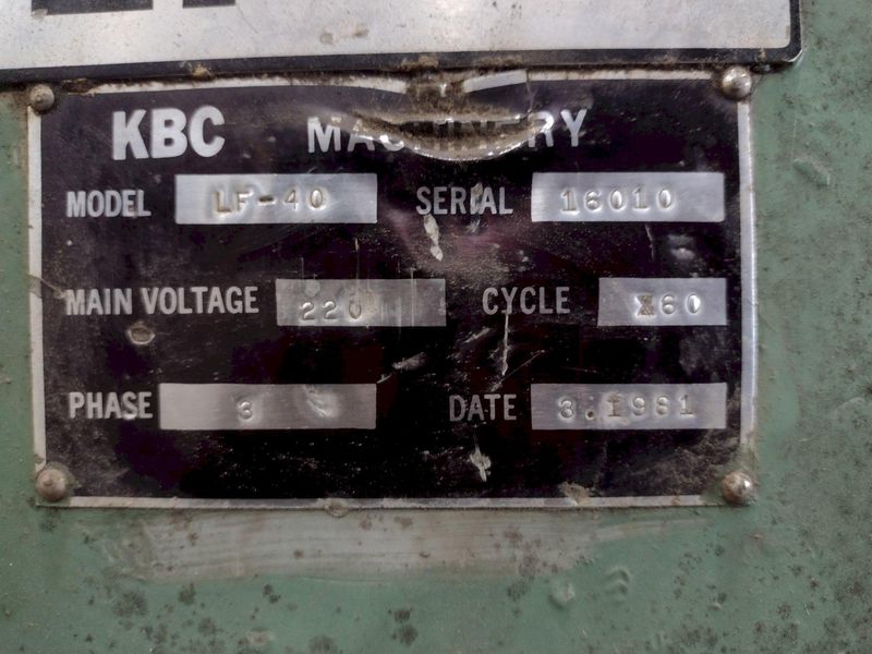 1981 KBC LIAN FENG MODEL #LF-40 2 DIE THREAD ROLLER IN-FEED & THRU-FEED: STOCK #19189