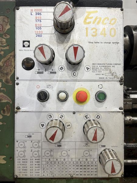 13" X 40" ENCO MODEL #1340 GAP BED ENGINE LATHE, 1.375" HOLE: STOCK #20717