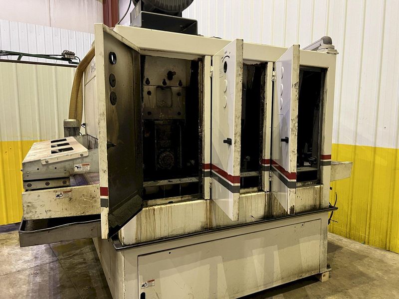 63" MIDWEST AUTOMATION MODEL #N3-6375 3 HEAD WET TYPE BELT DEBURRING GRINDER MACHINE: STOCK 1822