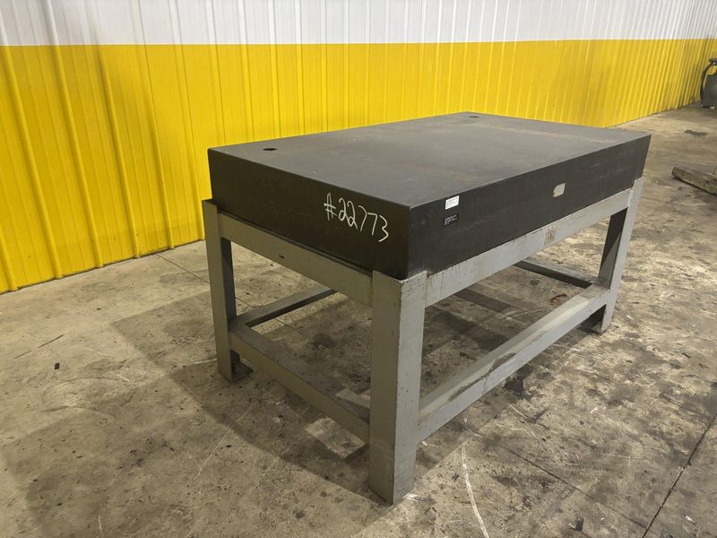 60" X 36" X 8" JC BUSCH PRECISION LAYOUT BLACK GRANITE SURFACE PLATE ON STAND: STOCK #22773