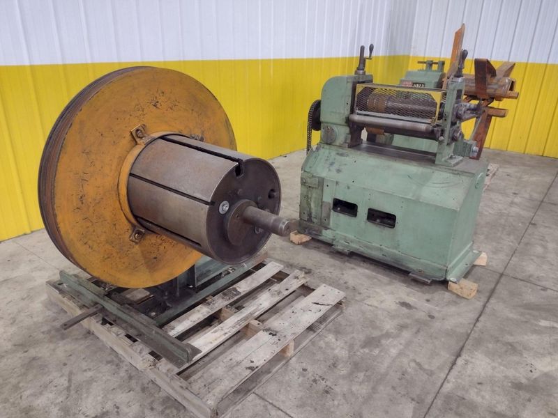18" WIDE X 2,500 LBS YODER MODEL #M2 PULL THROUGH SLITTING LINE, INCLUDES UNCOILER, SLITTER & RE