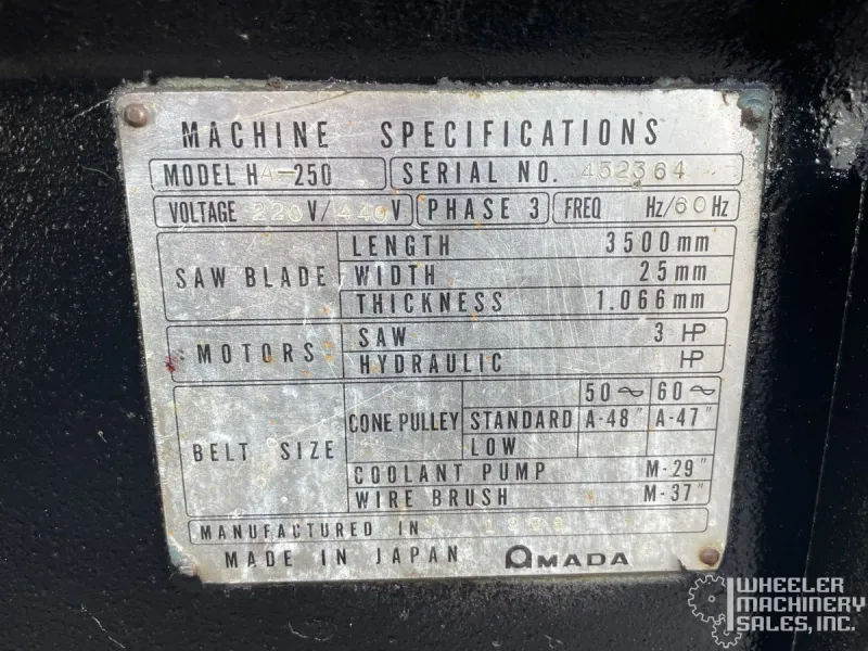 AMADA HA250 AUTOMATIC HORIZONTAL BANDSAW 10" x 11" #8181 #2