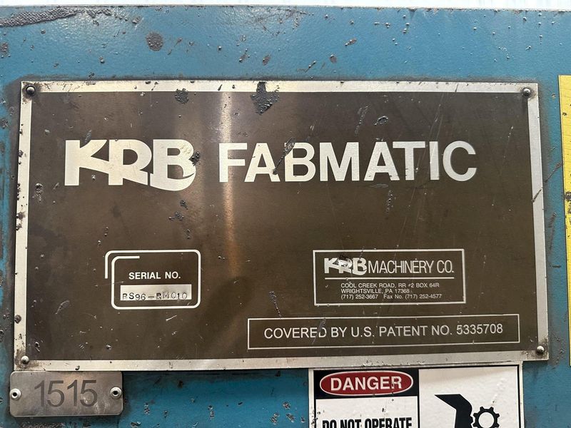 KRB FABMATIC REBAR STIRRUP BENDER: STOCK #18017