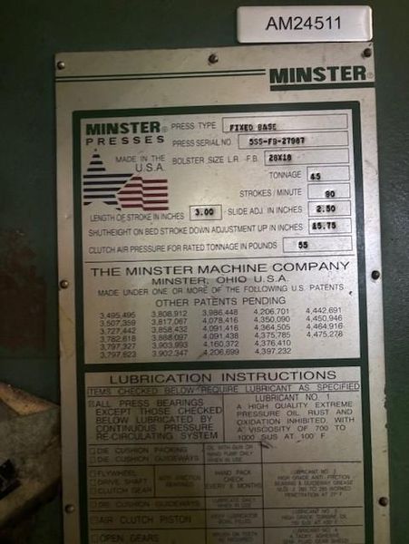 45 TON MINSTER GAP PRESS