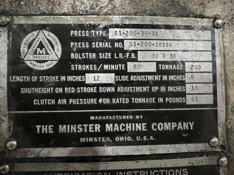 200 TON MINSTER SSSC PRESS