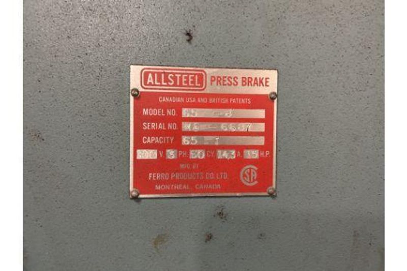 65 TON X 8' PIRANHA HYDRAULIC PRESS BRAKE