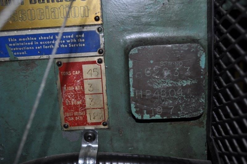 45 TON BLISS  FLYWHEEL TYPE OBI PRESS