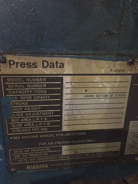 90 TON NIAGARA OBI BACK GEARED PRESS
