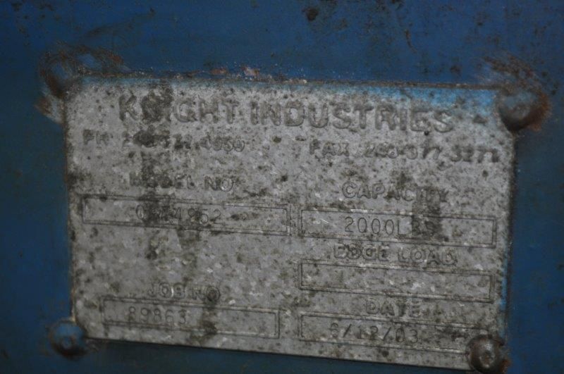 2000 LB KNIGHT ZERO LIFT LOAD TABLE