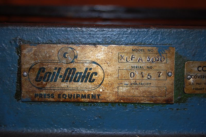 30" x 30" x .125 COILMATIC FEEDER STRAIGHTENER