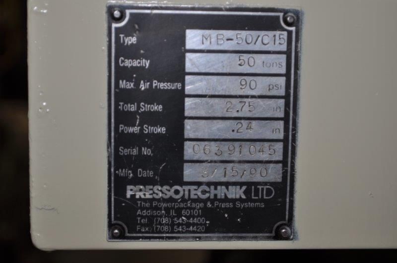 50 TON TOX PRESSOTECHNIK  MB-50 AIR OVER HYDRAULIC PRESS