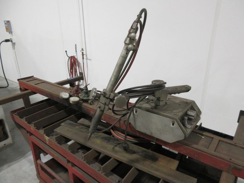 Oxy/Acetylene Torch Track Cutting Table with Victor VCM 200 Motor Unit and Adjustable Torch, Track, and Material Catch Drawers- Auction Item